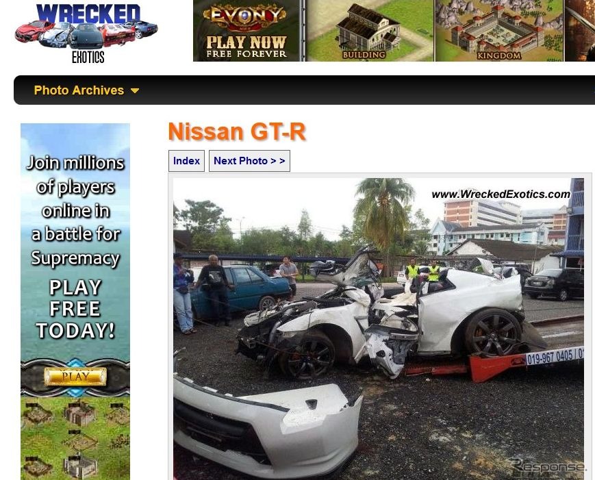 マレーシアで10月7日に起きた日産GT-Rの事故の様子を伝えた『WRECKED EXOTICS』