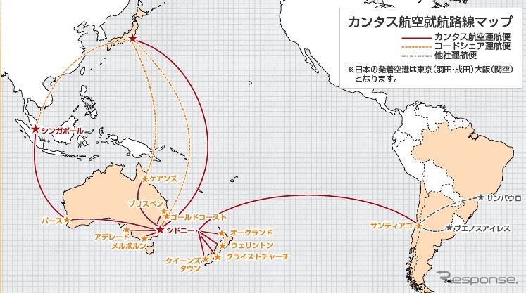 カンタス航空就航路線