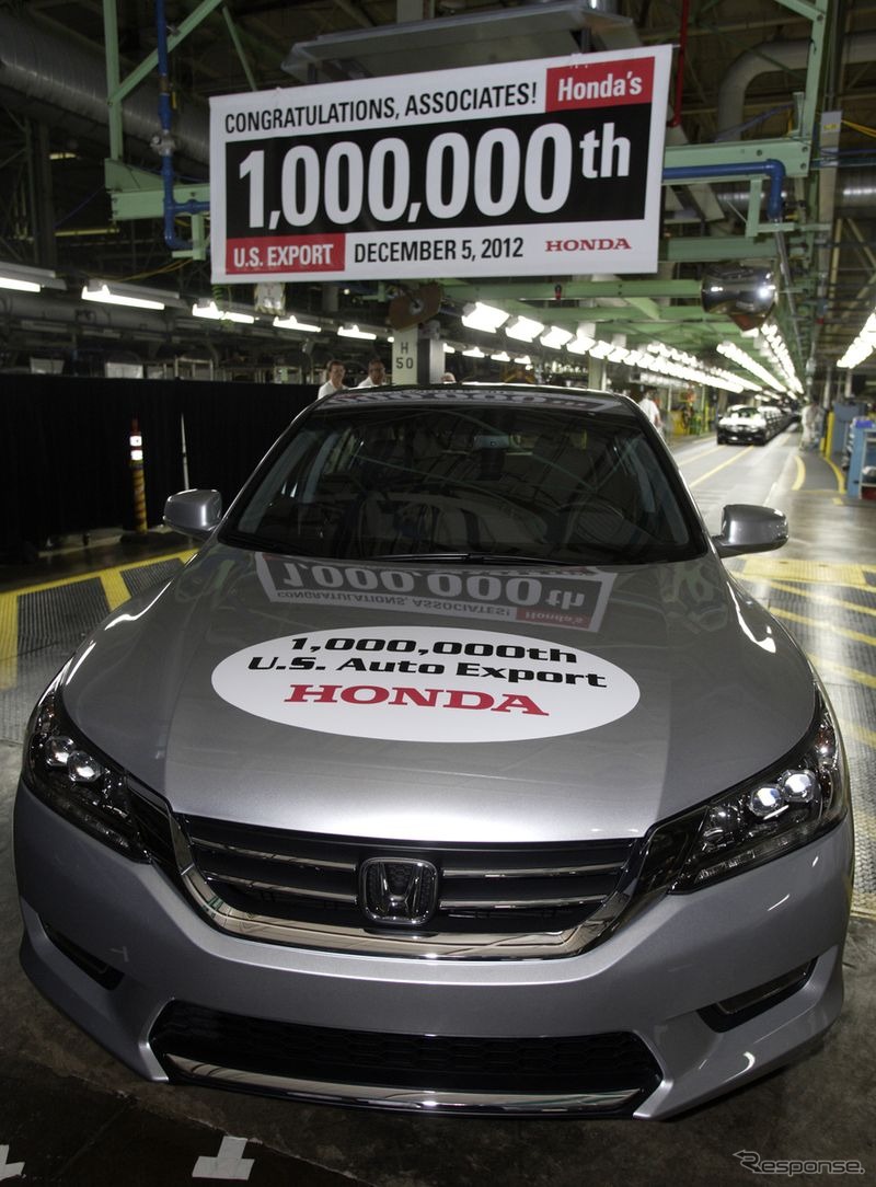 米国製ホンダ車の累計輸出100万台目となった新型アコード