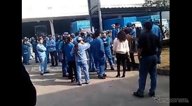 東海ゴム、中国生産拠点での労働スト（動画キャプチャ）