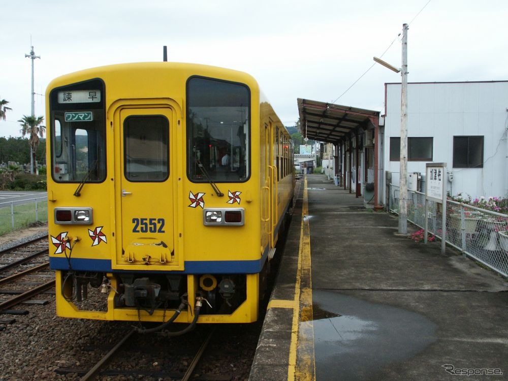 2008年に廃止された島原鉄道の加津佐駅。