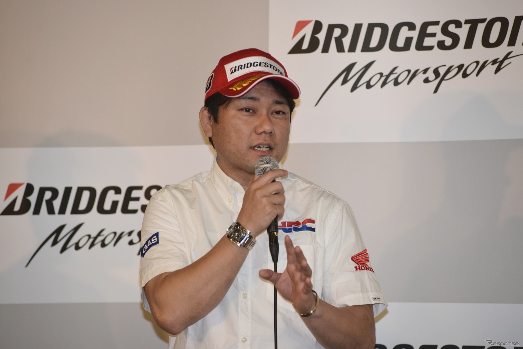 ブリヂストン モータースポーツ計画発表会に出席した秋吉耕佑氏