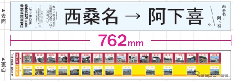 「10周年記念乗車券 762きっぷ」。北勢線の軌間に合わせて横幅は762mmとなっている。