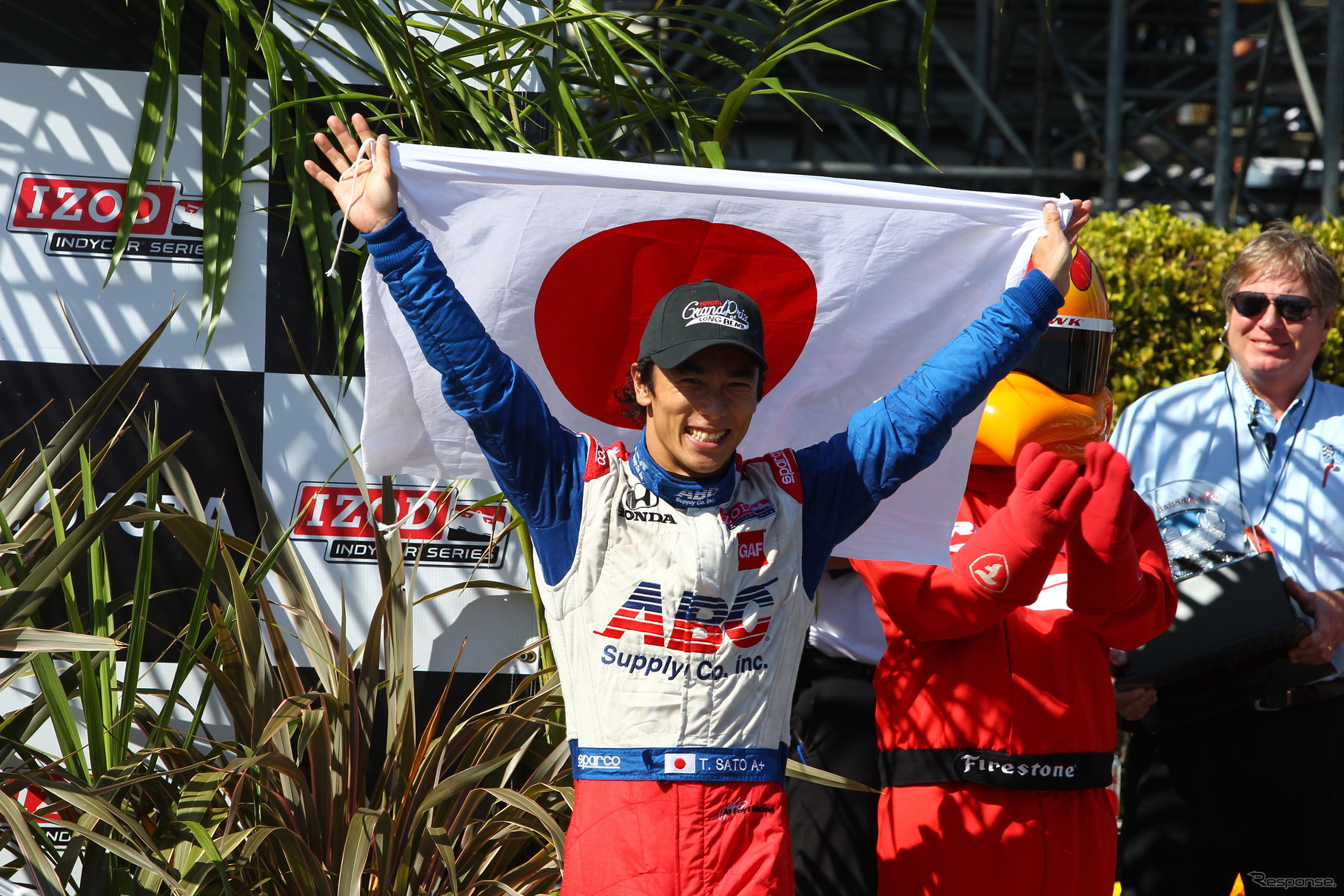 参戦4年目、ついにインディカー初優勝を達成した佐藤琢磨。写真：IndyCar