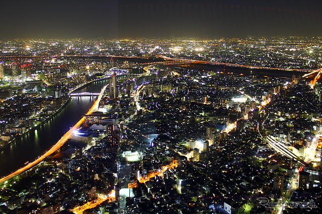 東京スカイツリーから隅田川方を眺める
