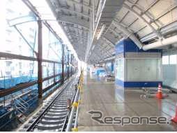 ほぼ完成に近い京成曳舟駅の上り線高架ホーム。2013年度から使用を開始する予定。