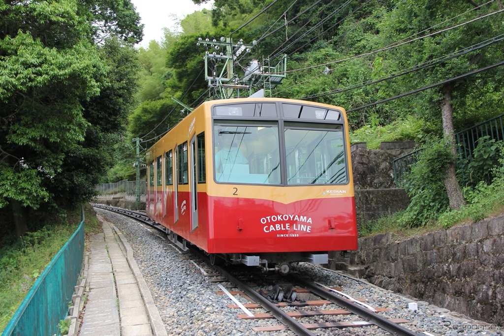 京阪電鉄が運営している男山ケーブル。石清水八幡宮のアクセス路線となっている。