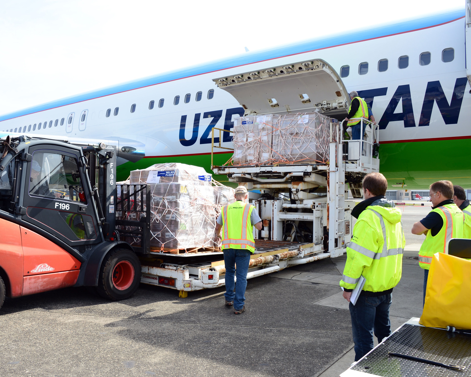 ウズベキスタン航空機による医療物資の輸送