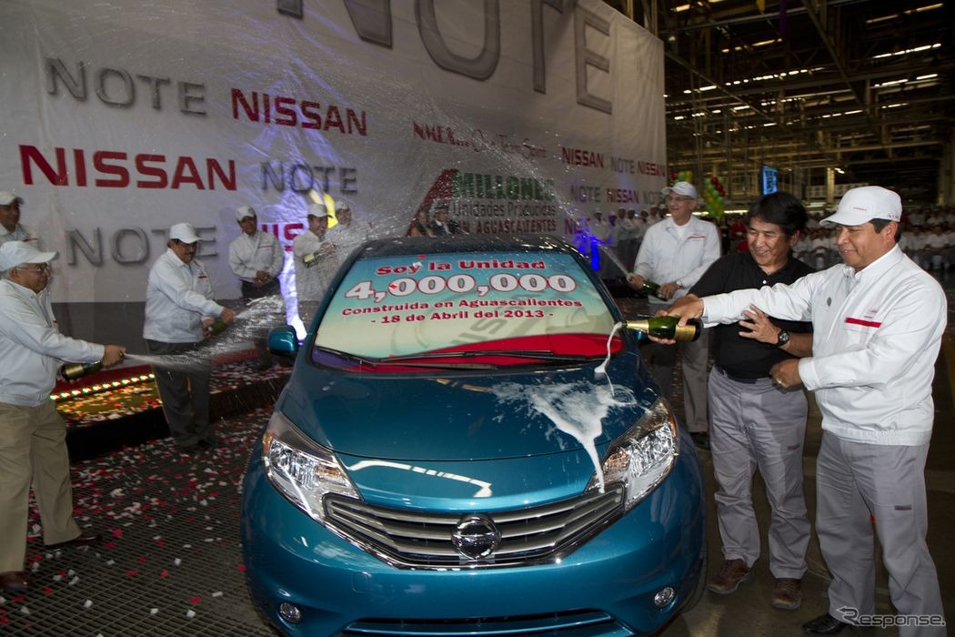 日産のメキシコ累計生産400万台目となった新型ノート