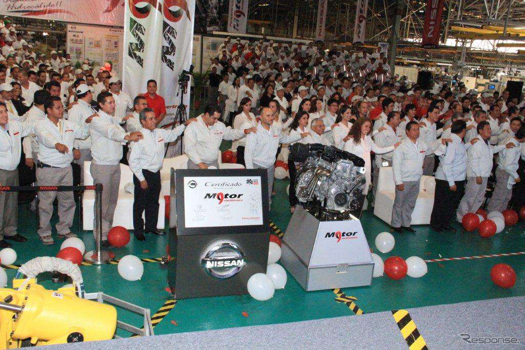 エンジン累計生産900万基を達成した日産のメキシコ・アグアスカリエンテス工場