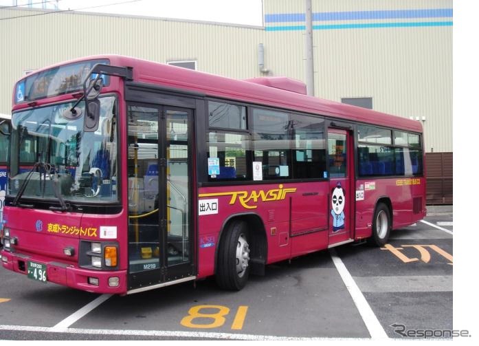 「京成パンダ」を車体にデザインした京成トランジットバスのバス車両。