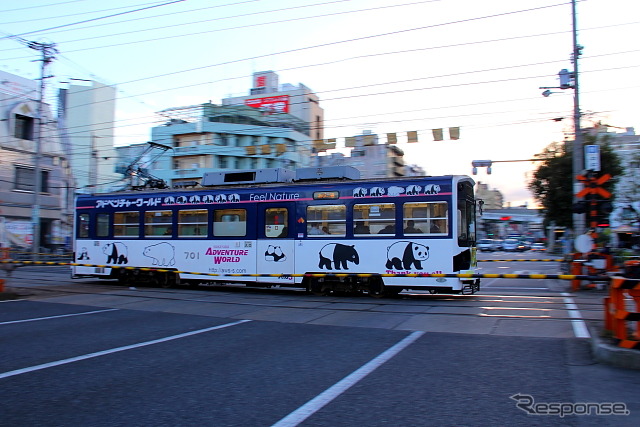 阪堺電軌の701形。同社が完全な新車を導入するのは701形以来、26年ぶりになる。