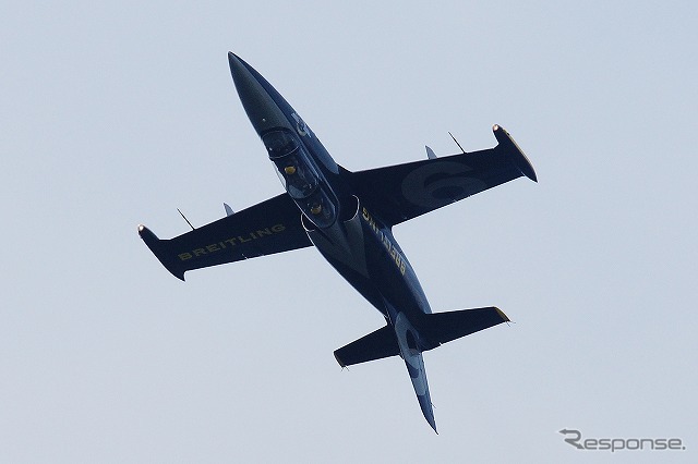 ふくしまスカイパーク上空てフルショーを行ったブライトリング・ジェットチーム。これは2日目（8月8日）のもの。初日とはメニューを若干変えて実施した。