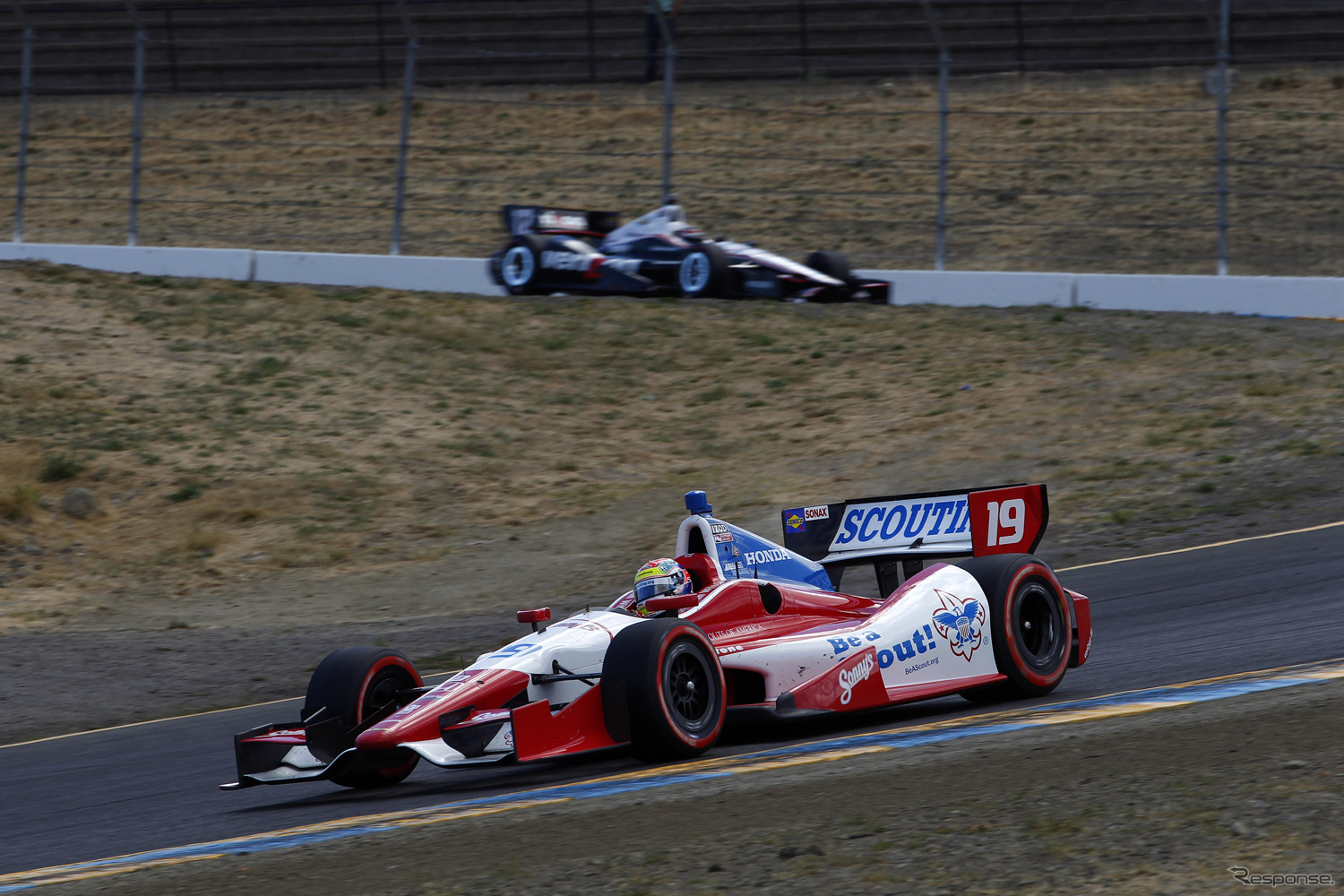 決勝2位に入ったジャスティン・ウィルソンの走り。写真：Honda