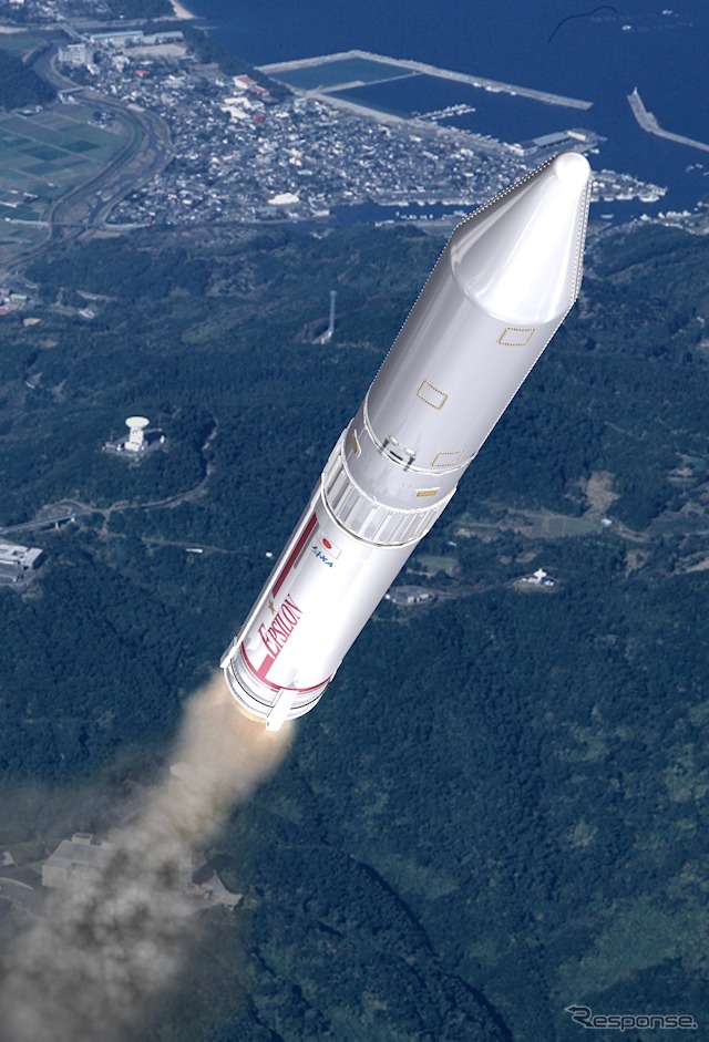 イプシロンロケットの打上げ時のイメージCG。