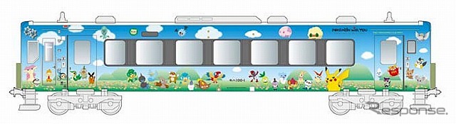 『ポケモントレイン宮古号』で運用されている「POKEMON with YOUトレイン」。JR宮古駅で車両展示会が開催される。