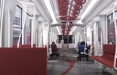 シーメンスがカナダ・カルガリー市から受注した新型LRVの車内イメージ