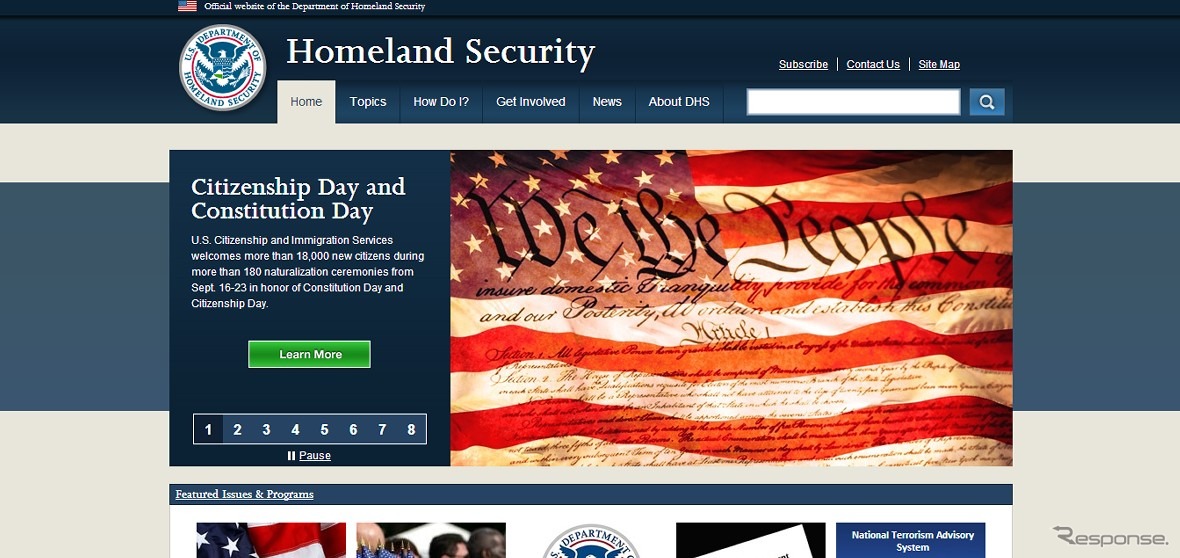 米国土安全保障省webサイト
