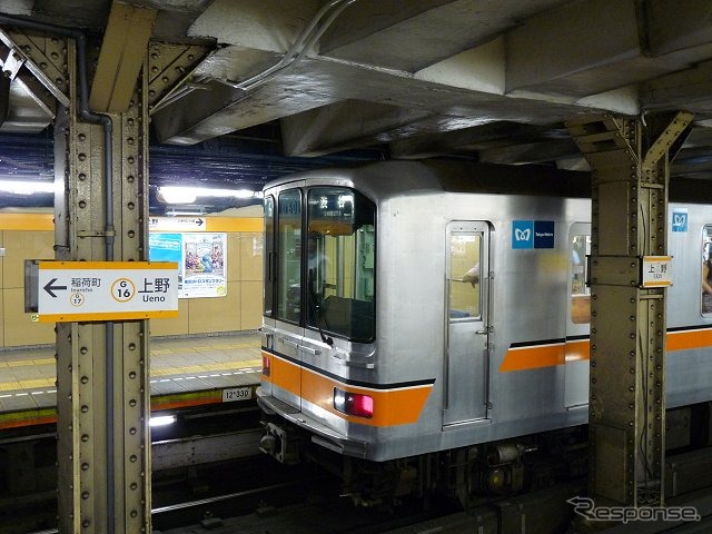 銀座線上野駅に停車中の01系電車。11月のダイヤ改正では上野～浅草間を中心に増発を図る。