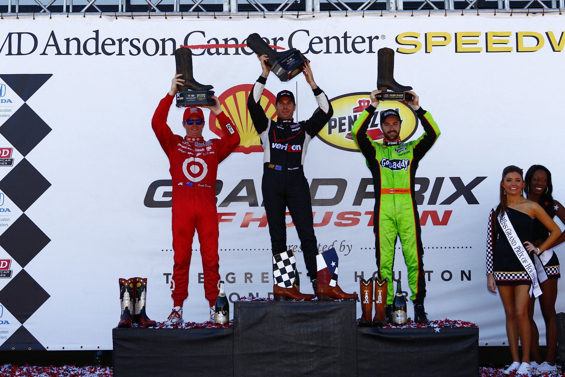 ヒューストン第2レースの表彰式。写真：IndyCar