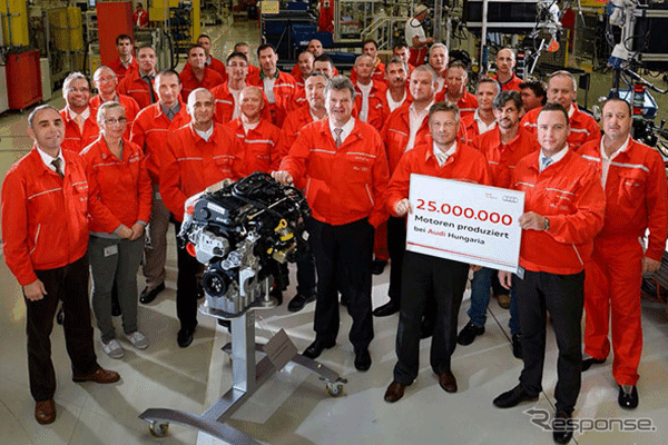 エンジン累計生産台数が2500万基に到達したアウディ・ハンガリー工場