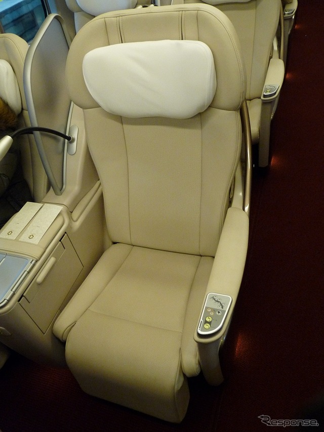 E5系グランクラスの座席。E7系にも導入されるが、今回の改正ではシートのみの営業となる。