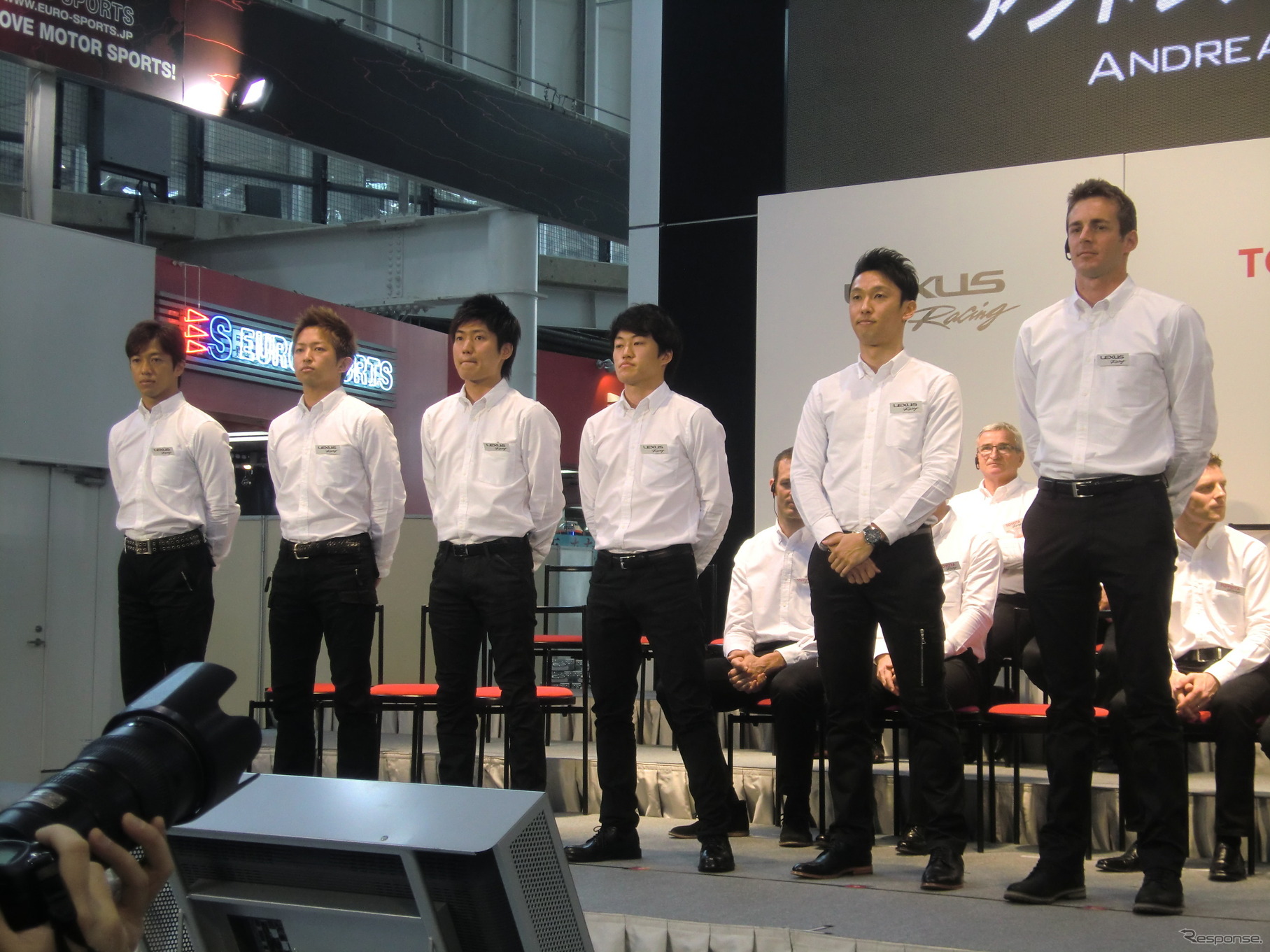 RC Fのドライバーたち。左から、立川、平手、大嶋、国本、中嶋、ロシター。