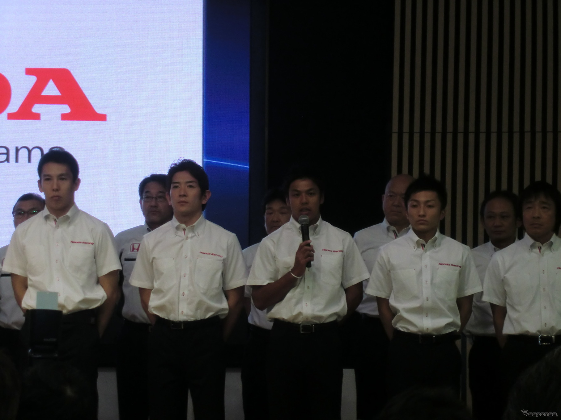 前列左から小暮卓史、武藤英紀、中山友貴、野尻智紀（前列右端はGT300を#55 CR-Zで戦う高木真一）。