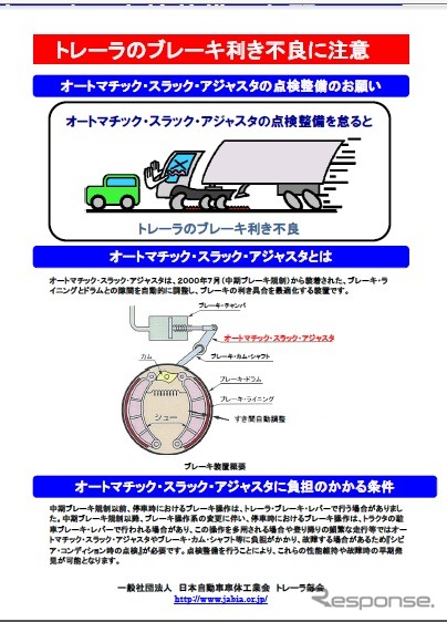 国土交通省、トレーラでブレーキの利き不良になる可能性があるとして注意喚起