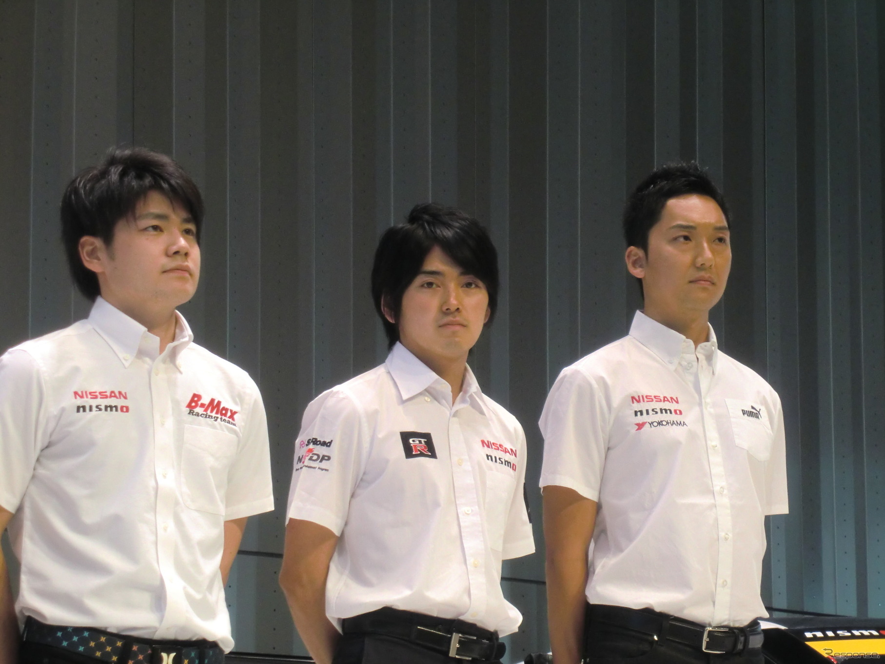 千代勝正（中央）は今季、欧州のブランパン耐久シリーズに参戦する。左は高星明誠、右は藤井誠暢。