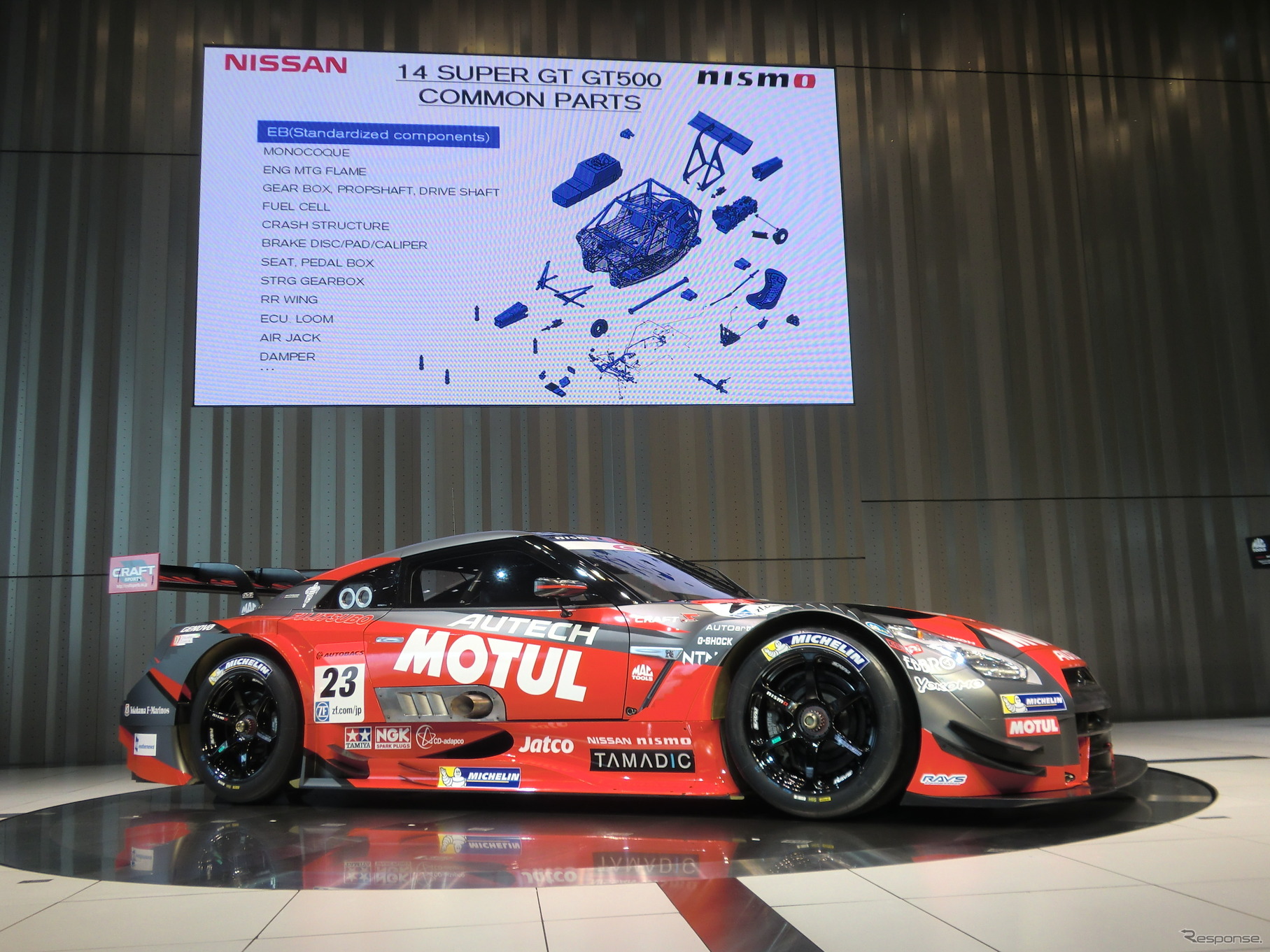 「MOTUL AUTECH GT-R」の2014年カラー（サイドビュー）。