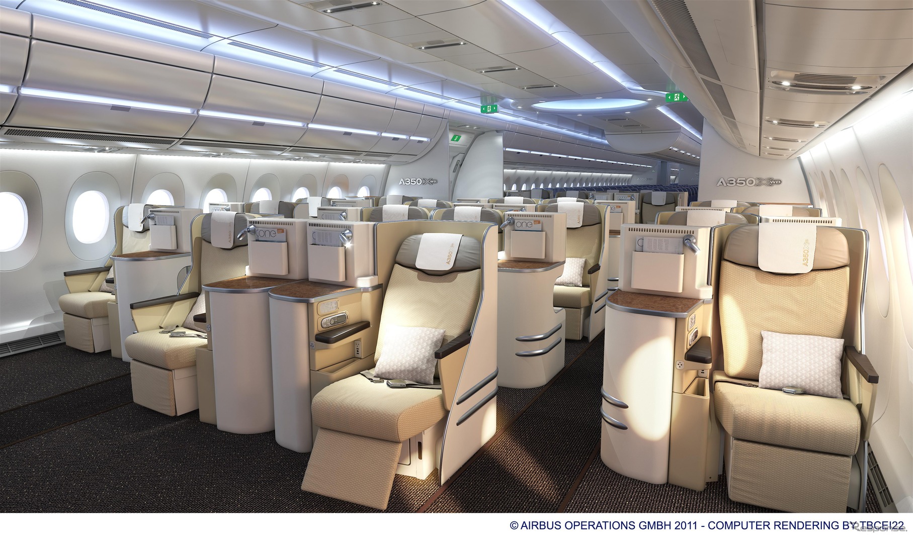 A350 XWBのビジネスクラス（昼間）