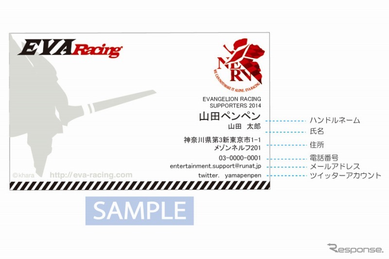 ギフトの一例・EVA RACINGSUPPORTERS2014としての公式名刺