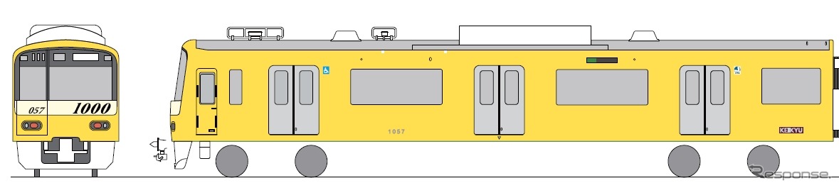 「KEIKYU YELLOW HAPPY TRAIN」の塗装イメージ。