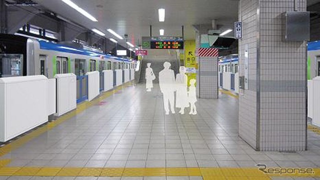 柏駅のホームドア設置イメージ。2015年春の使用開始を目指す。