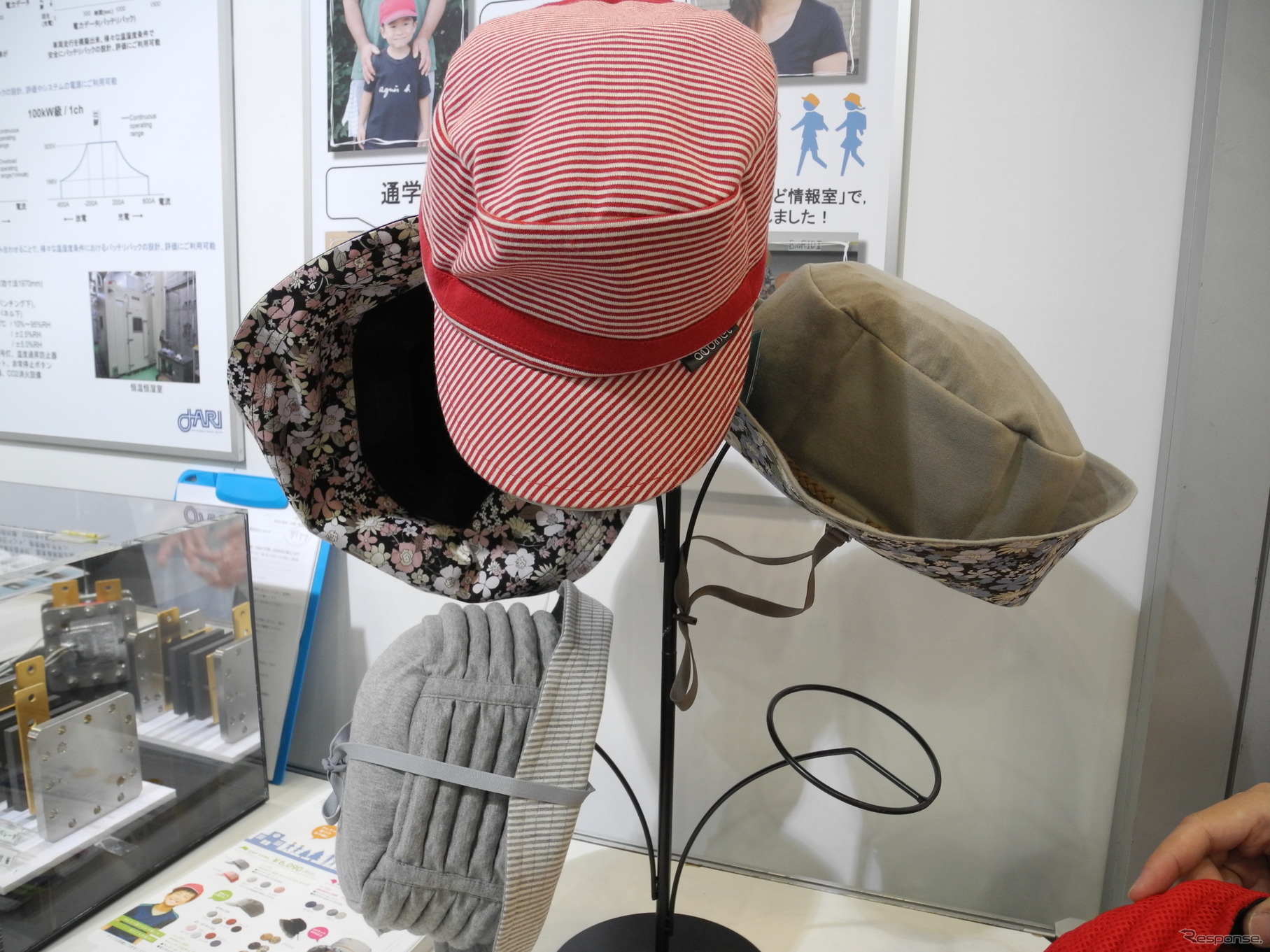 日本自動車研究所と特殊衣料が共同開発した衝撃から頭守る帽子「アボネット＋ジャリ」