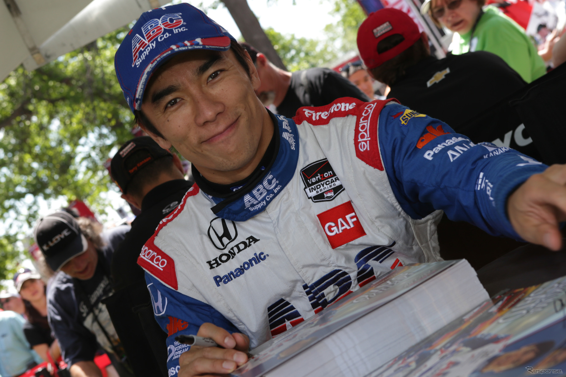 今季2度目のポール発進だった琢磨。しかし、他車に接触されて勝機を逸した。写真：INDYCAR