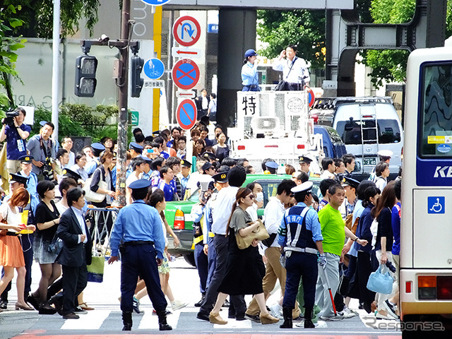斜め横断が規制された渋谷スクランブル交差点
