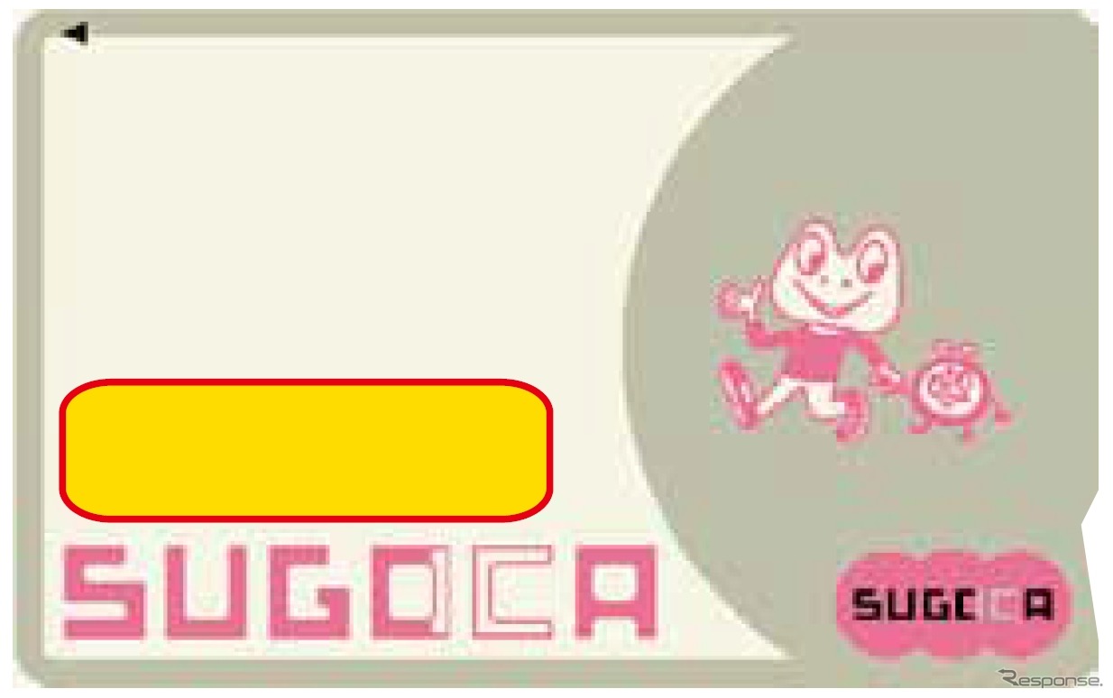 北九州モノレールに導入されるICカードのイメージ。「SUGOCA」の文字列の前に独自の名称を付加する形になる。
