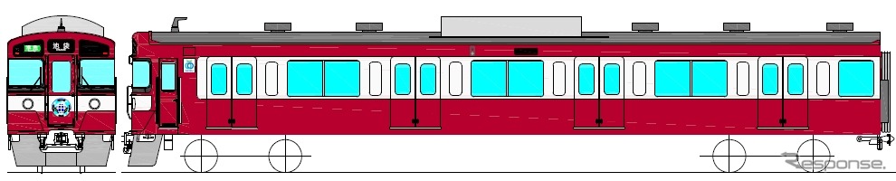 7月19日から運転を開始する「RED LUCKY TRAIN」。9000系9003号編成を京急車に似せた赤白2色の塗装に変える。