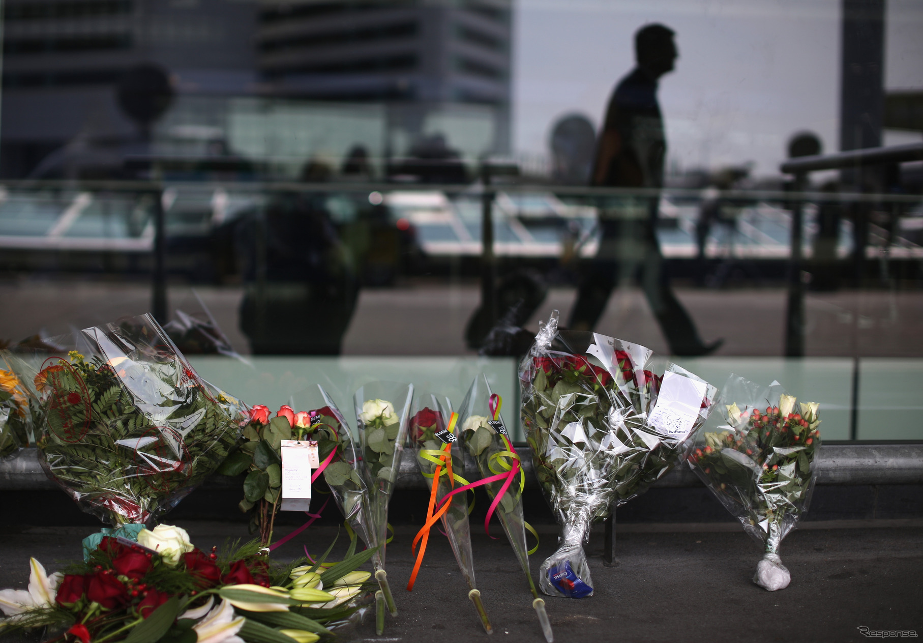 マレーシア航空17便事故により花束が手向けられた（アムステルダム）