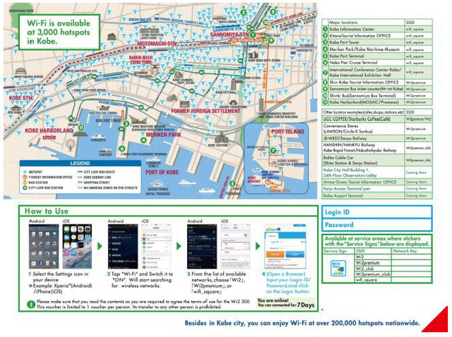 【図3】KOBE Free Wi-Fi カード・英語版（中面）