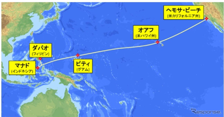 NECが受注した光海底ケーブル「SEA-US」の敷設マップ