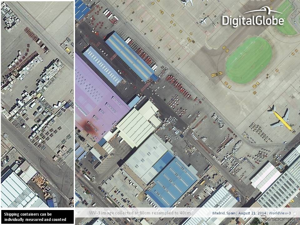 2014年8月19日 スペイン・マドリッド上空で撮影されたハイレゾ光学地球観測衛星WorldView-3の初画像