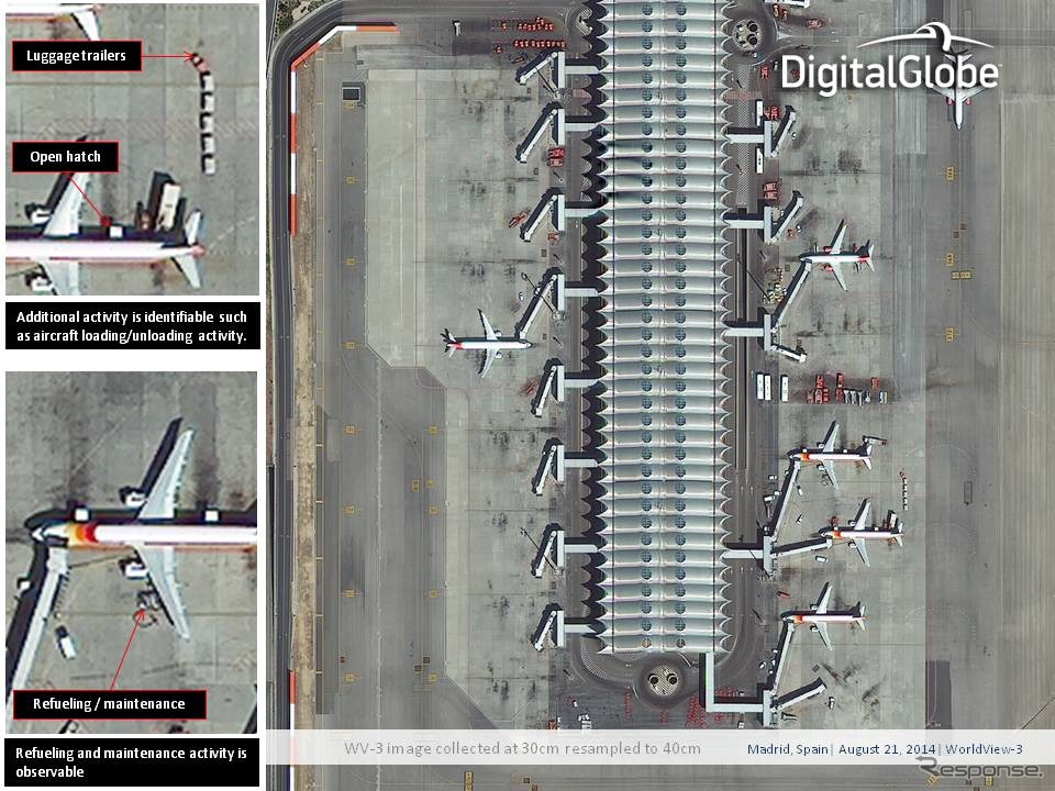 2014年8月19日 スペイン・マドリッド上空で撮影されたハイレゾ光学地球観測衛星WorldView-3の初画像