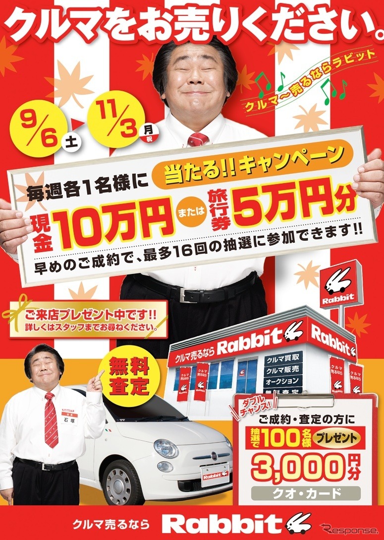 ラビット、現金10万円などが毎週当たる買取キャンペーン