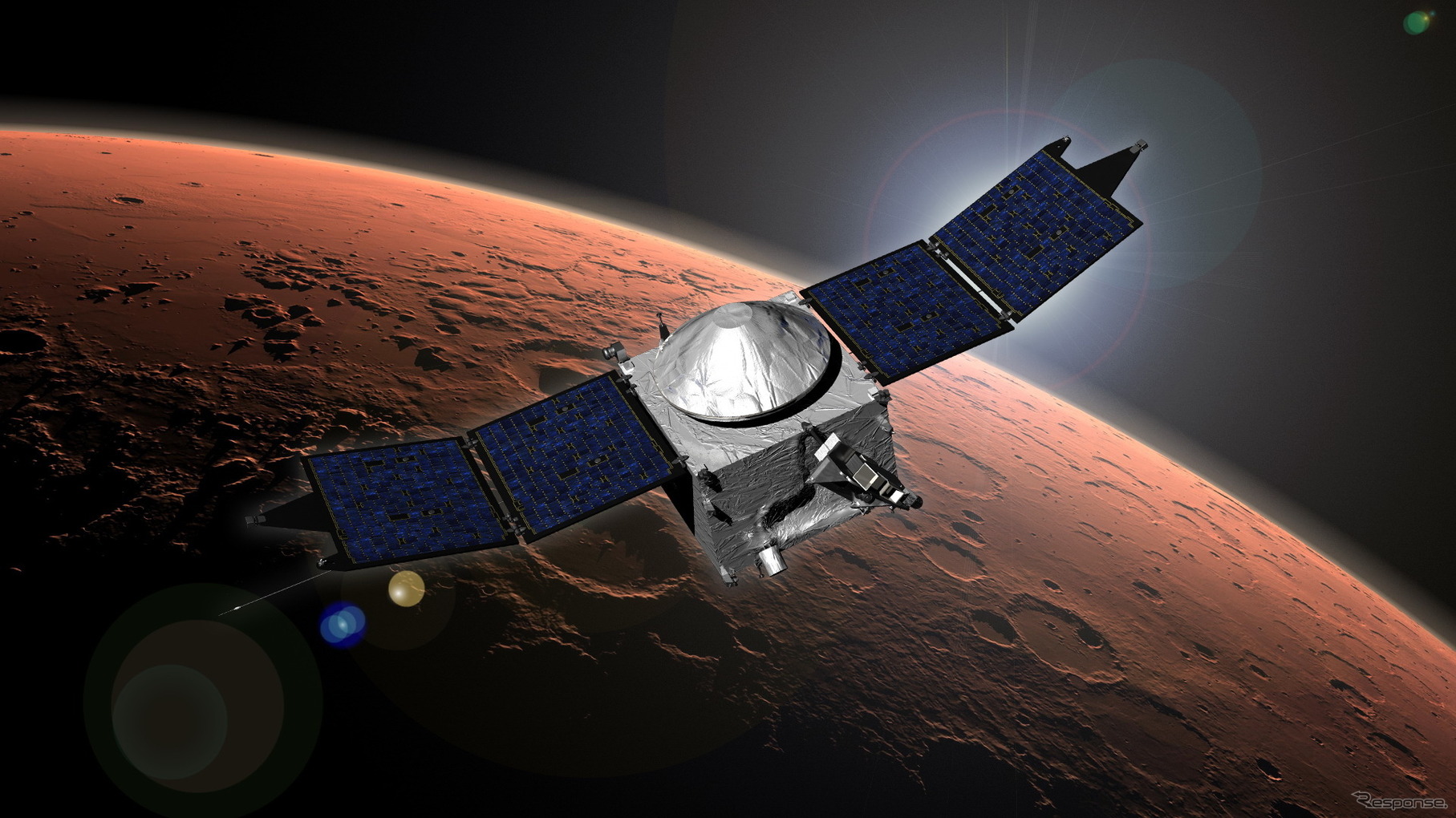 火星上空を周回するMAVENのイメージ
