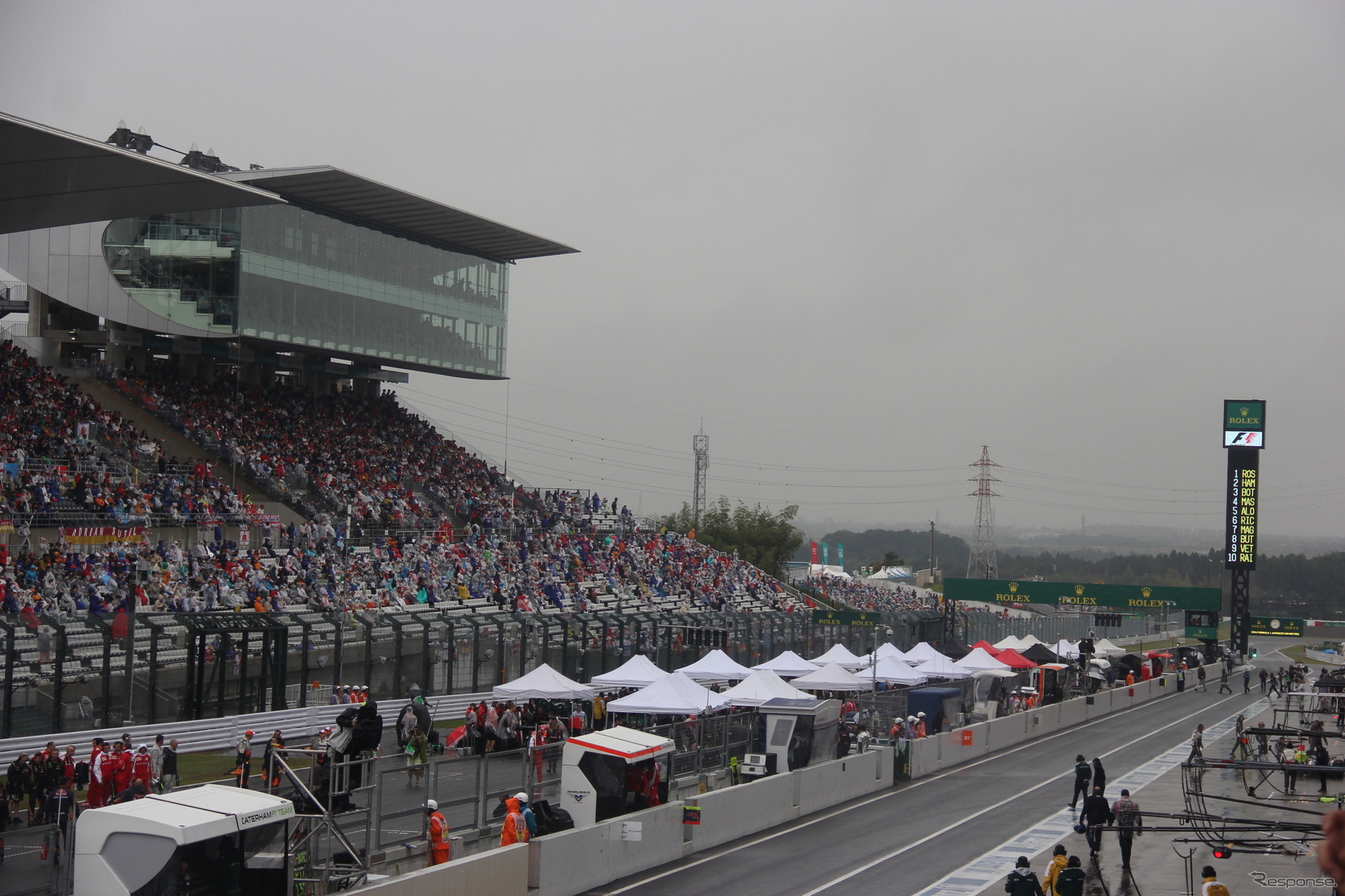 雨模様となった決勝レースのスタート前