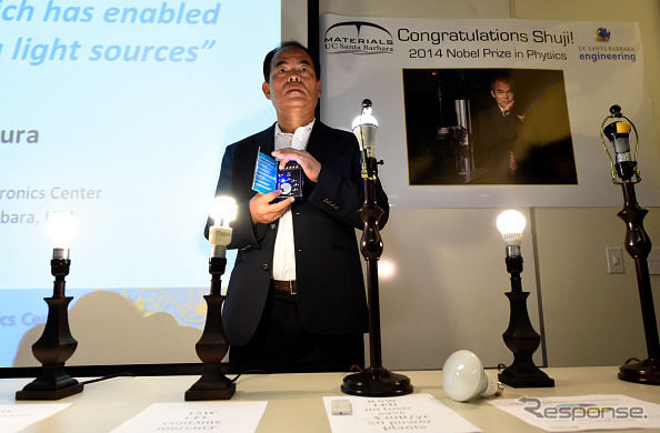 青色LED開発でノーベル物理学賞に輝いたカリフォルニア大学教授の中村修二氏