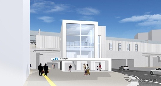JR新白島駅の完成イメージ。8両編成に対応したホームを設ける。